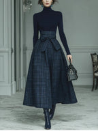 Women’s Turtleneck Skirt Co-Ord Set – High-Waist A-Line Autumn and Winter Occasion Wear