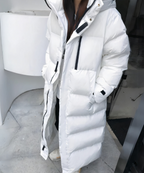 Women’s Longline Hooded Down Puffer Coat – Waterproof Winter Layer for Extreme Cold