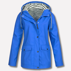 Women's Waterproof Hooded Raincoat with Zip Closure