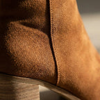Women's Knee-High Boots with Block Heel and Side Zip