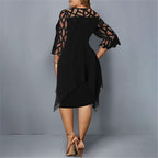 Women’s Plus Size Layered Midi Dress Elegant Occasion Wear