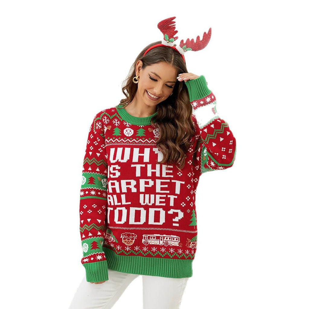 Women's Christmas Jumper with Funny Slogan and Festive Fair Isle