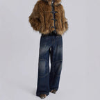 Women's Faux Fur Hooded Jacket with Toggle Closures