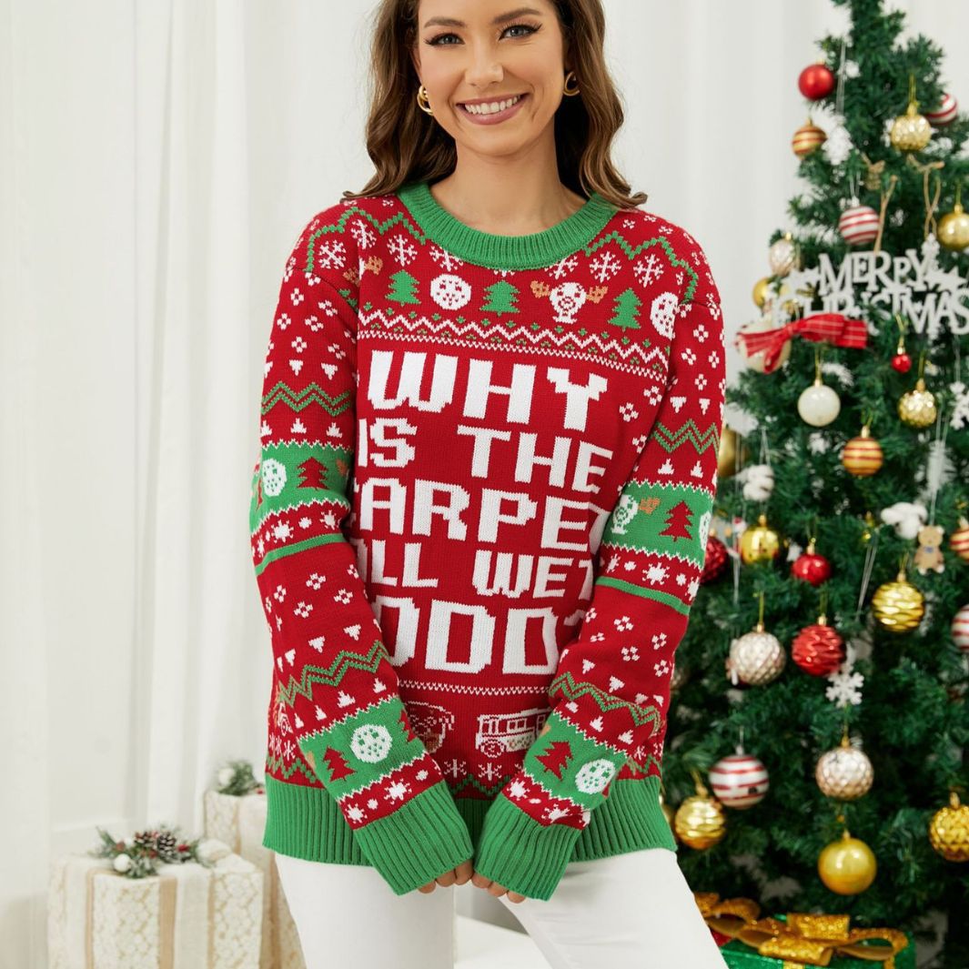 Women's Christmas Jumper with Funny Slogan and Festive Fair Isle