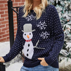 Women's Snowman Christmas Jumper Crew Neck Grey
