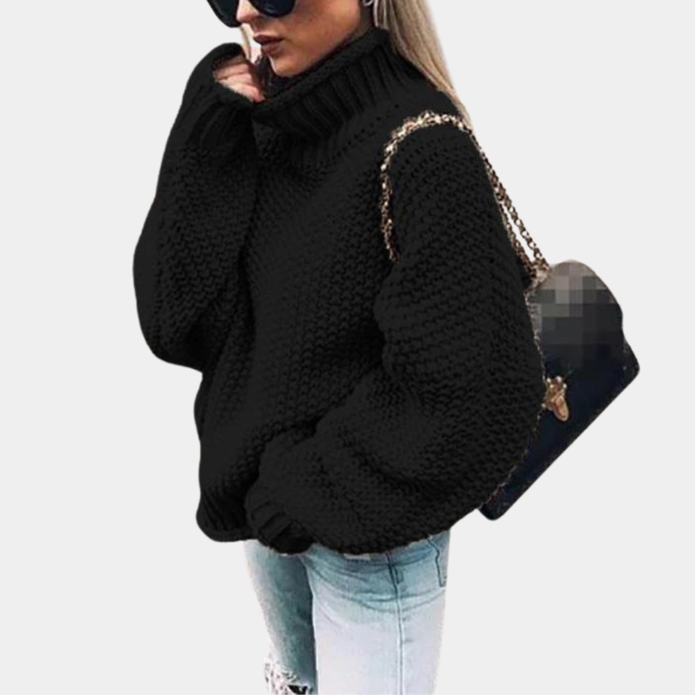 Women’s Oversized Chunky Turtleneck Sweater – Textured Long-Sleeve Knit Jumper for Cosy Winter Layering and Everyday Wear