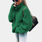 Women’s Oversized Chunky Turtleneck Sweater – Textured Long-Sleeve Knit Jumper for Cosy Winter Layering and Everyday Wear