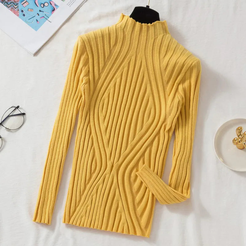 Women's Ribbed Roll Neck Jumper Long Sleeve