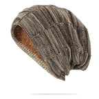 Unisex Textured Slouchy Knit Beanie – Stretch Winter Hat with Relaxed Patchwork Design