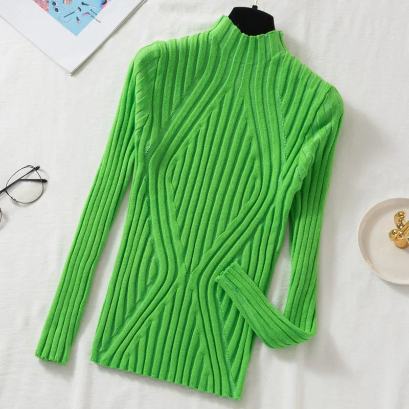 Women's Ribbed Roll Neck Jumper Long Sleeve