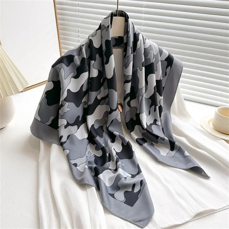 Women’s Satin-Feel Square Scarf – Lightweight Printed Head and Neck Wrap for Elegant All-Season Styling