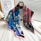 Women’s Satin-Feel Square Scarf – Lightweight Printed Head and Neck Wrap for Elegant All-Season Styling