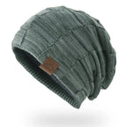 Unisex Textured Slouchy Knit Beanie – Stretch Winter Hat with Relaxed Patchwork Design