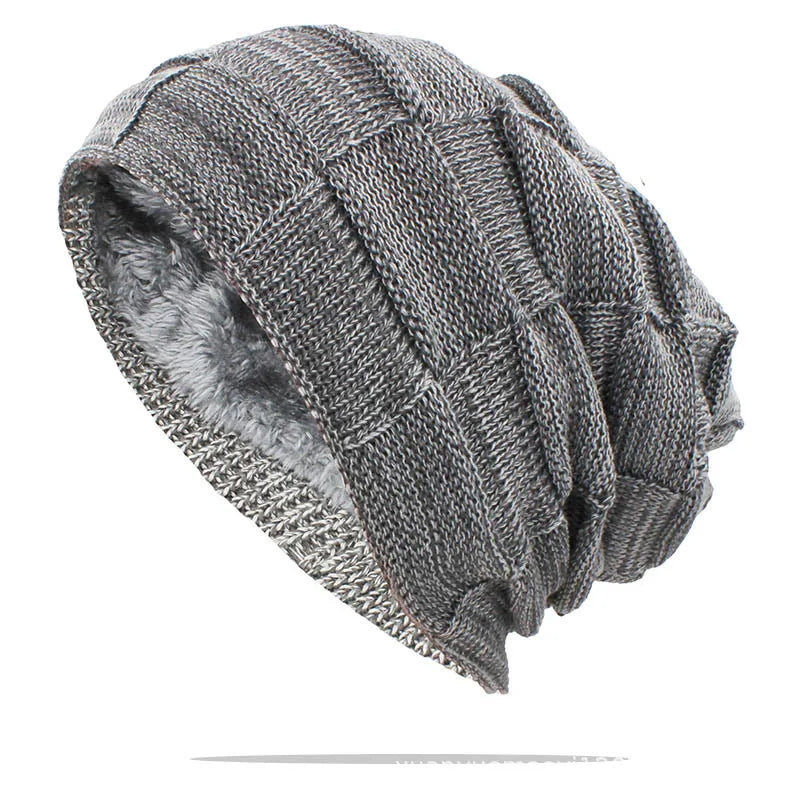 Unisex Textured Slouchy Knit Beanie – Stretch Winter Hat with Relaxed Patchwork Design