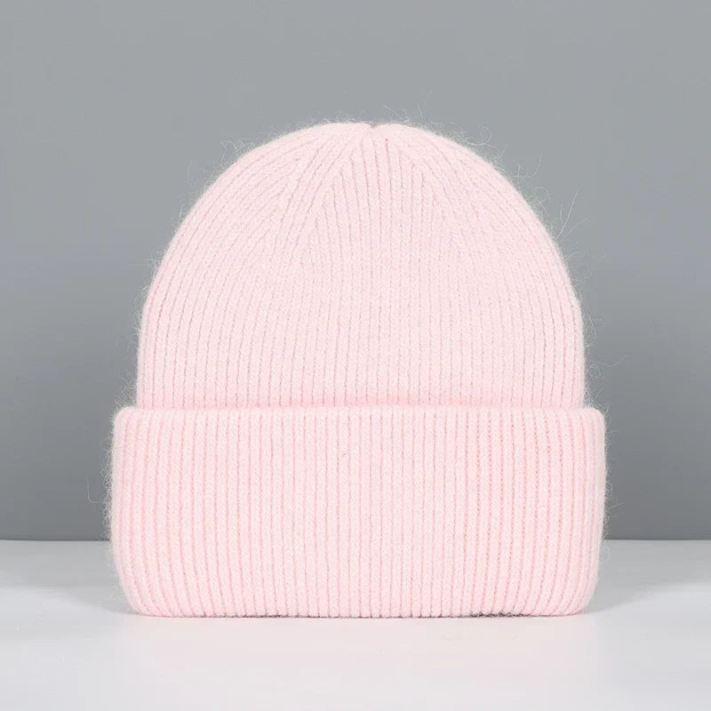 Women’s Soft Knit Beanie – Cashmere Rabbit-Fur Blend Winter Hat for Autumn and Winter Wear