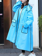 Unisex Waterproof Long Rain Poncho – Full-Body Hooded Cycling Raincoat with Reflective Trim