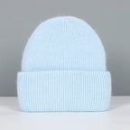Women’s Soft Knit Beanie – Cashmere Rabbit-Fur Blend Winter Hat for Autumn and Winter Wear