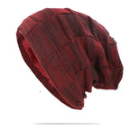 Unisex Textured Slouchy Knit Beanie – Stretch Winter Hat with Relaxed Patchwork Design