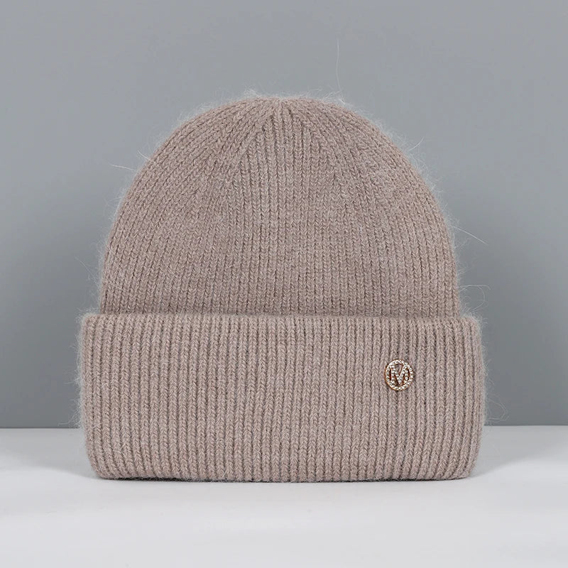 Women’s Soft Knit Beanie – Cashmere Rabbit-Fur Blend Winter Hat for Autumn and Winter Wear