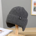 Unisex Ribbed Winter Beanie – Plush-Lined Knit Hat with Extended Ear Coverage