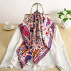 Women’s Satin-Feel Square Scarf – Lightweight Printed Head and Neck Wrap for Elegant All-Season Styling