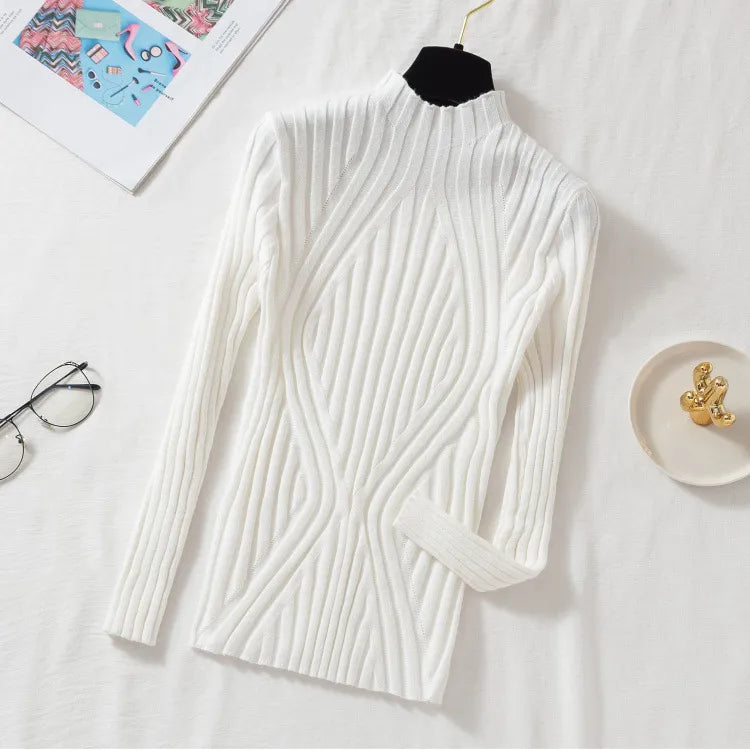 Women's Ribbed Roll Neck Jumper Long Sleeve