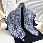 Women’s Satin-Feel Square Scarf – Lightweight Printed Head and Neck Wrap for Elegant All-Season Styling