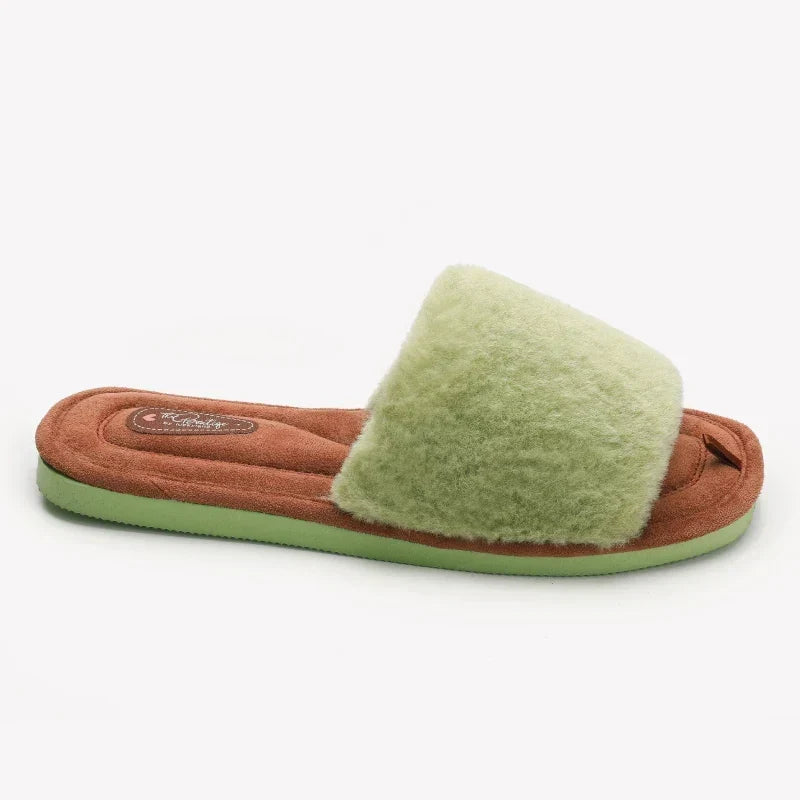 Women’s Plush Slide Slippers – Open-Toe Faux-Fur House Shoes with Soft Cushioned Footbed