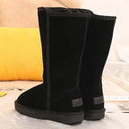 Women’s Genuine Leather Knee-High Snow Boots – Waterproof Fur-Lined Winter Boots