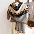Women’s Soft Polyester Winter Scarf – Oversized Wool-Cotton Feel Wrap for Elegant Autumn and Winter Layering