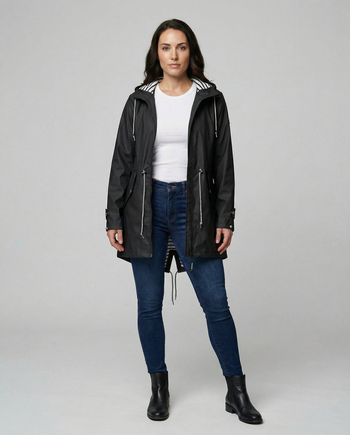 Women’s Water-Repellent Hooded Raincoat – Lightweight Adjustable Parka for Commuting and Travel