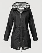 Women’s Water-Repellent Hooded Raincoat – Lightweight Adjustable Parka for Commuting and Travel