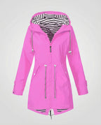 Women’s Water-Repellent Hooded Raincoat – Lightweight Adjustable Parka for Commuting and Travel