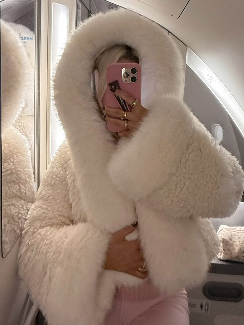 Women's Faux Fur Oversized Hooded Coat Warm Winter