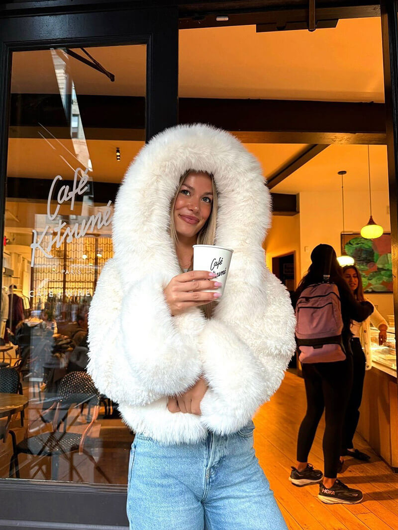 Women's Faux Fur Oversized Hooded Coat Warm Winter