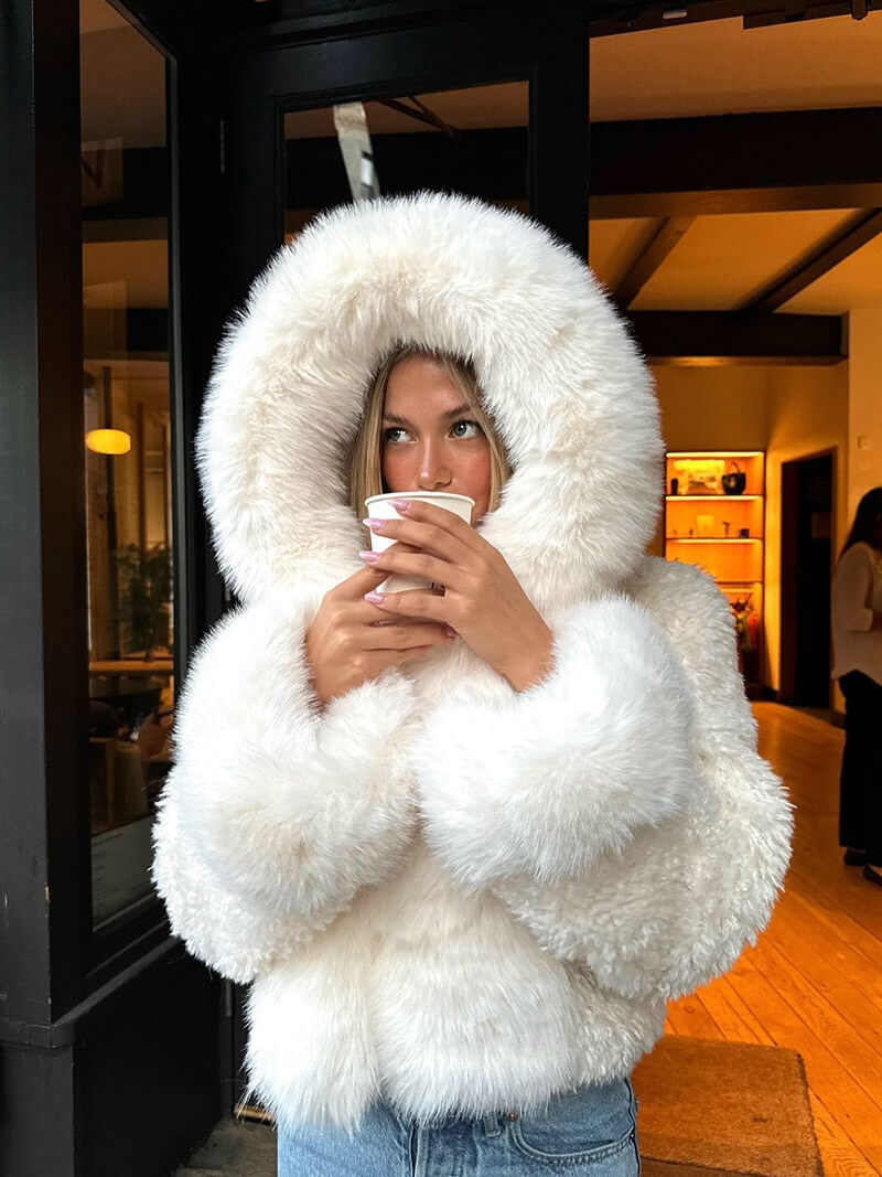 Women's Faux Fur Oversized Hooded Coat Warm Winter
