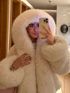 Women's Faux Fur Oversized Hooded Coat Warm Winter
