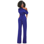 Women’s One-Shoulder Wide-Leg Jumpsuit – Elegant Belted Occasion Style for Parties and Evening Events