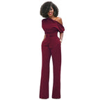 Women’s One-Shoulder Wide-Leg Jumpsuit – Elegant Belted Occasion Style for Parties and Evening Events