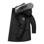 Women’s Fur-Trimmed Hooded Long Winter Coat – Warm Relaxed Layer for Everyday City Wear Winter Travel Outdoor Walks and Cold-Weather Casual Styling