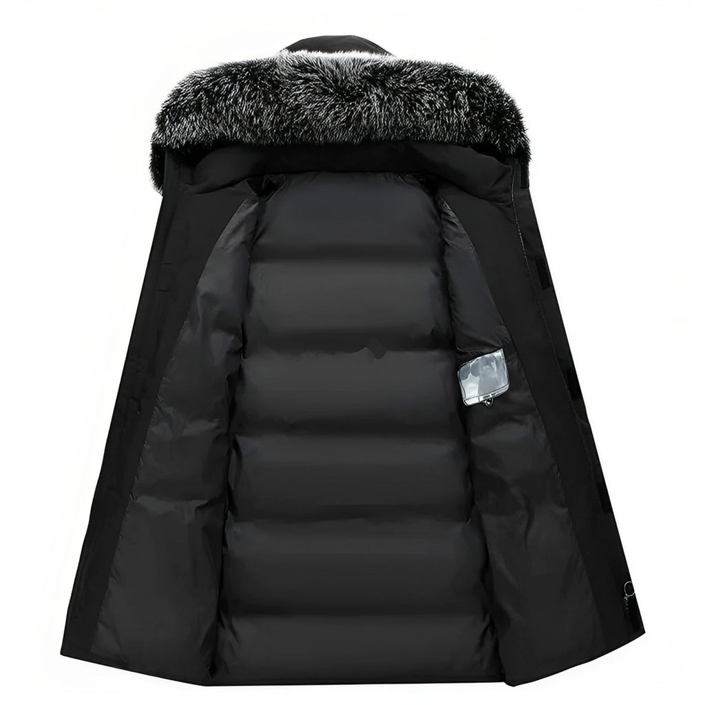 Women’s Fur-Trimmed Hooded Long Winter Coat – Warm Relaxed Layer for Everyday City Wear Winter Travel Outdoor Walks and Cold-Weather Casual Styling