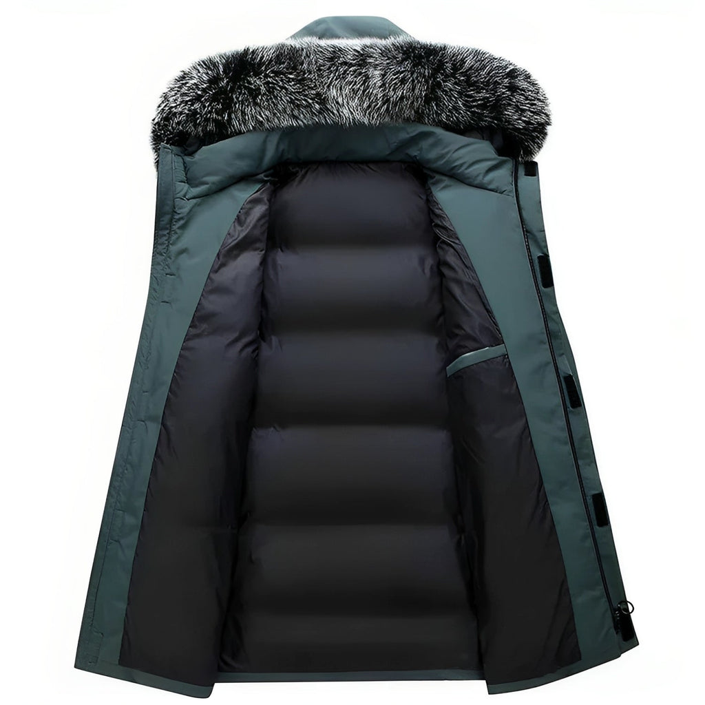 Women’s Fur-Trimmed Hooded Long Winter Coat – Warm Relaxed Layer for Everyday City Wear Winter Travel Outdoor Walks and Cold-Weather Casual Styling