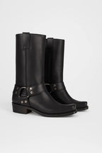 Women’s Knee High Biker Boots – Studded Harness Stylish Durable Streetwear Footwear
