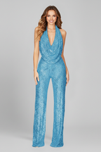 Lauren | Women’s Halter Neck Textured Wide-Leg Jumpsuit