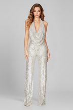 Lauren | Women’s Halter Neck Textured Wide-Leg Jumpsuit