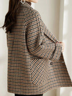 Women's Pea Double-Breasted Houndstooth Coat