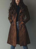 Women’s Vintage-Inspired Longline Trench Coat Tailored Outerwear