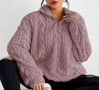 Women's Textured Half-Zip Hooded Jumper with Relaxed Fit