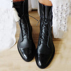 Women’s Lace-Up Knee-High Boots – Round-Toe Block Heel Boots for Smart Everyday Wear