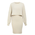 Women’s Lantern-Sleeve Knit Skirt Set – Cropped Crew-Neck Jumper with Ribbed Midi Skirt for Autumn and Winter